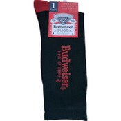 Wholesale - 1pr BUDWEISER BLK MEN CREW SOCKS SIZE 10-13 C/P 60, UPC: 194382039328